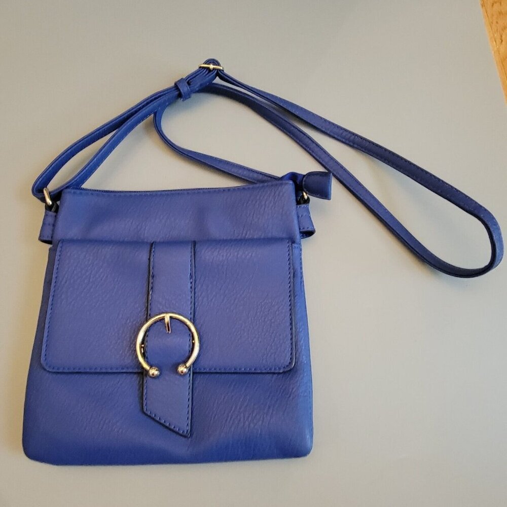 Isabelle Handbag Women Blue Faux Leather Lined Purse Shoulder Bag